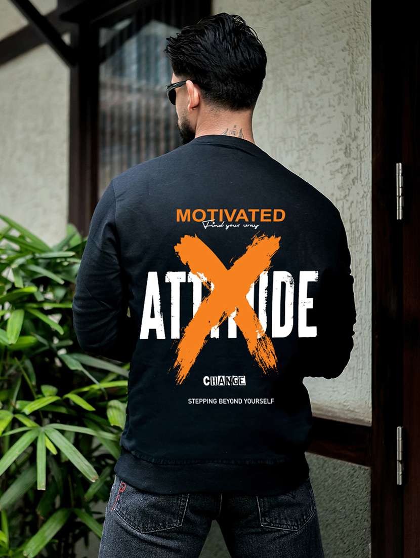 men typographic long sleeve regular fit sweatshirt