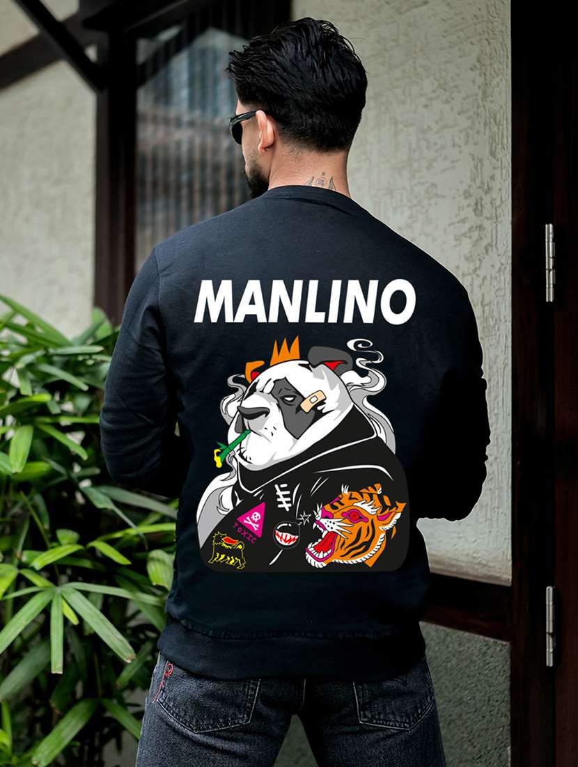 men printed long sleeve regular fit sweatshirt