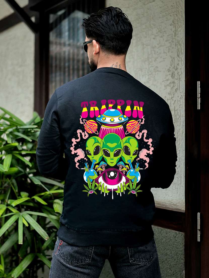 men printed long sleeve regular fit sweatshirt
