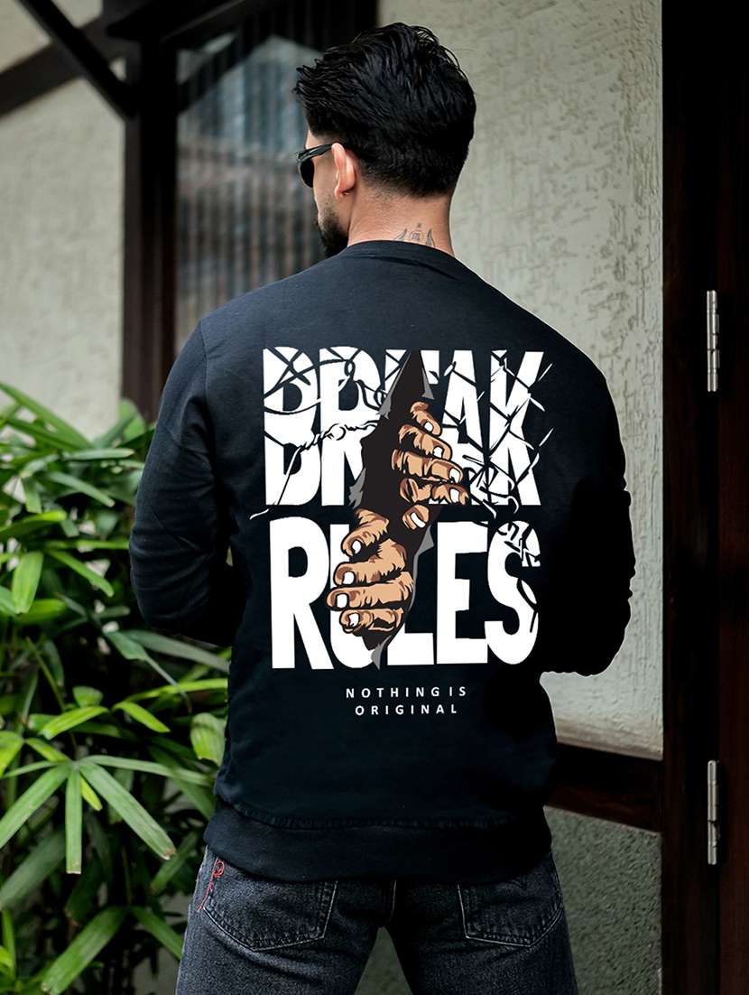 men printed long sleeve regular fit sweatshirt