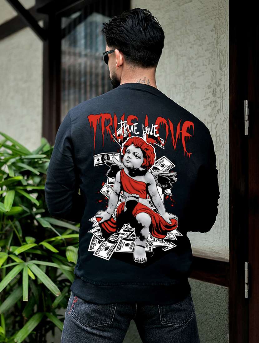 men printed long sleeve regular fit sweatshirt