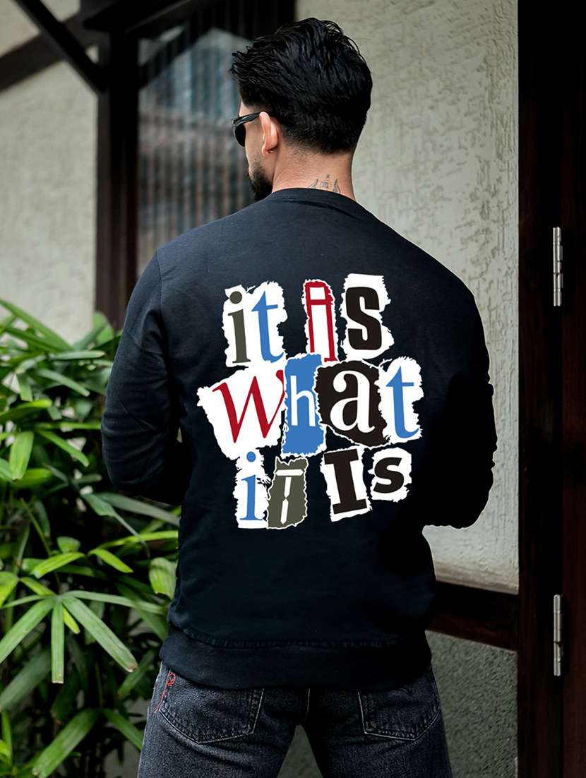men typographic long sleeve regular fit sweatshirt