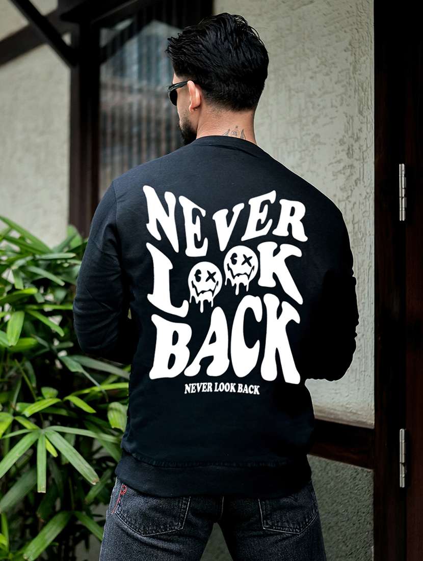 men typographic long sleeve regular fit sweatshirt