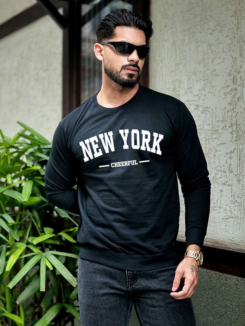 men typographic long sleeve regular fit sweatshirt