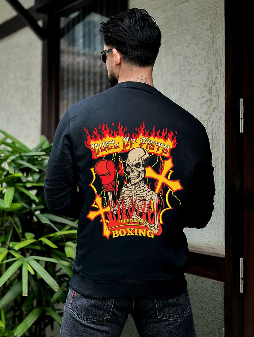 men printed long sleeve regular fit sweatshirt