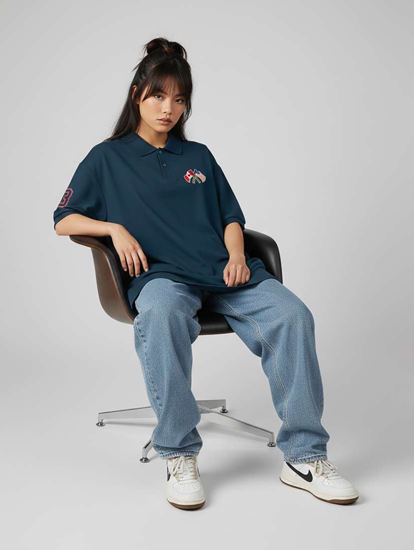 women short sleeve oversized polo t-shirt - 22264810 -  Standard Image - 3