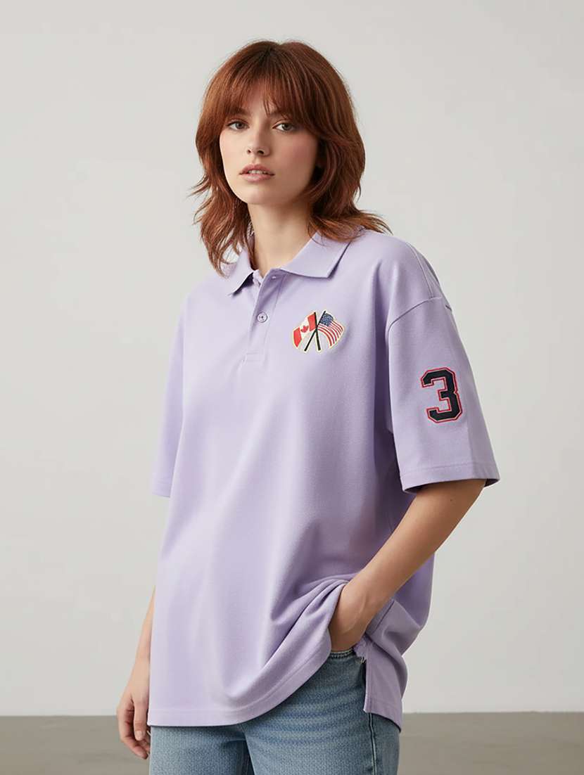 women short sleeve oversized polo t-shirt