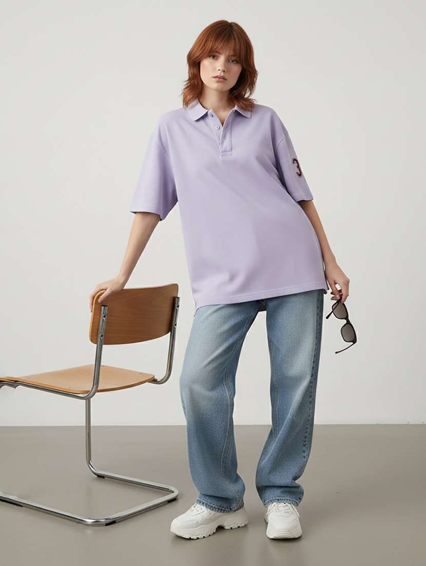 women short sleeve oversized polo t-shirt - 22264811 -  Standard Image - 3