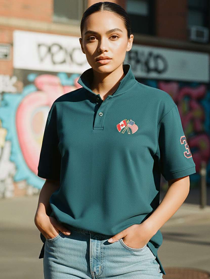 women short sleeve oversized polo t-shirt