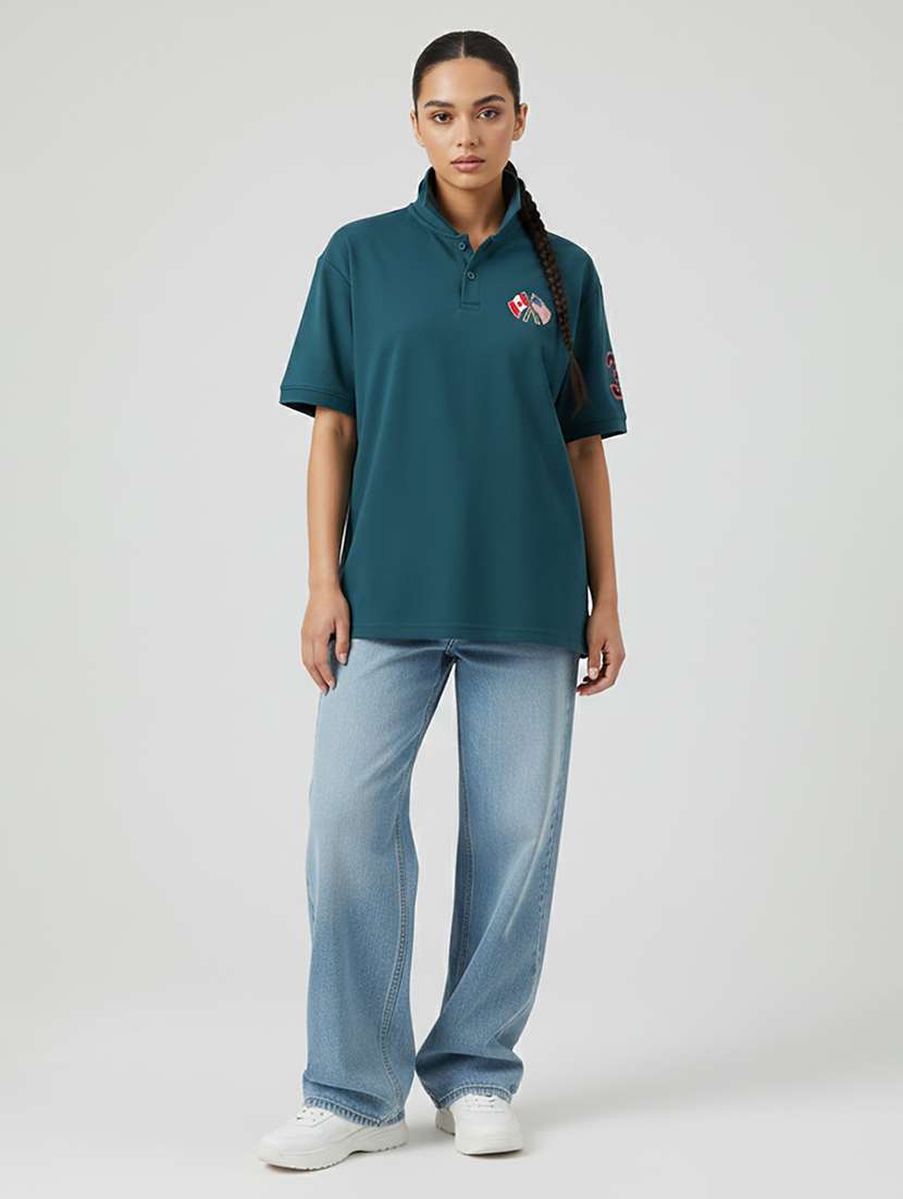 women short sleeve oversized polo t-shirt - 22264814 -  Standard Image - 3