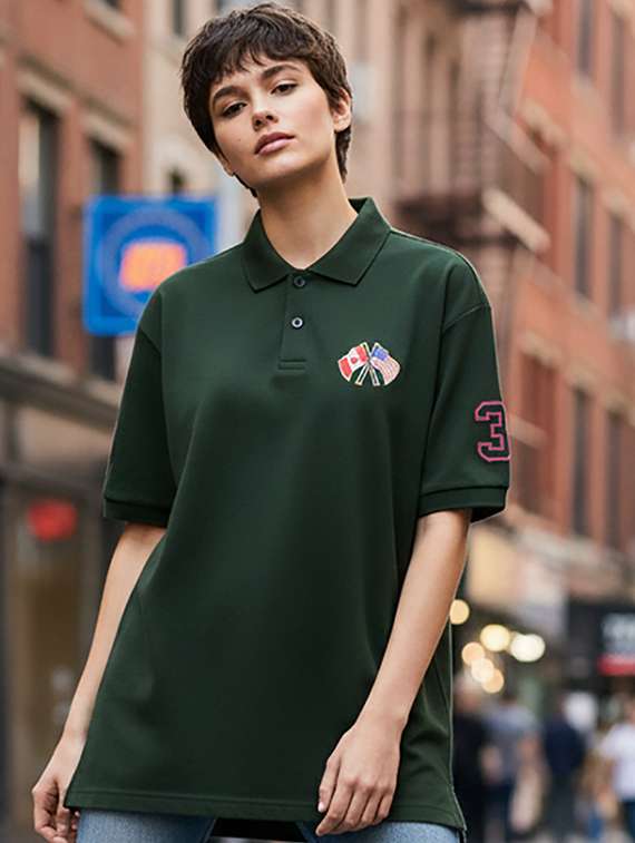 women short sleeve oversized polo t-shirt