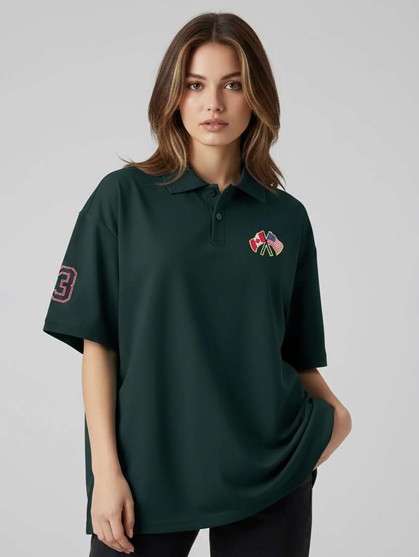 women short sleeve oversized polo t-shirt