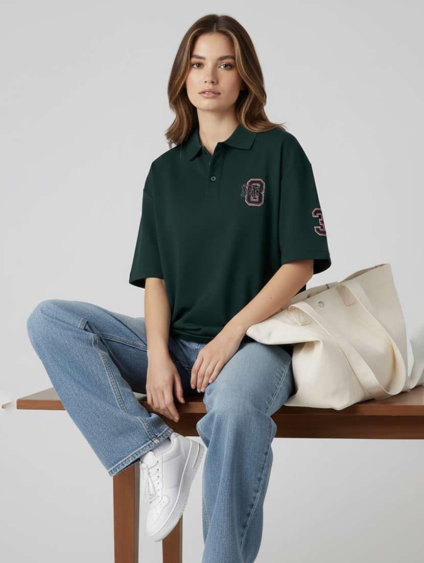 women short sleeve oversized polo t-shirt - 22264820 -  Standard Image - 3