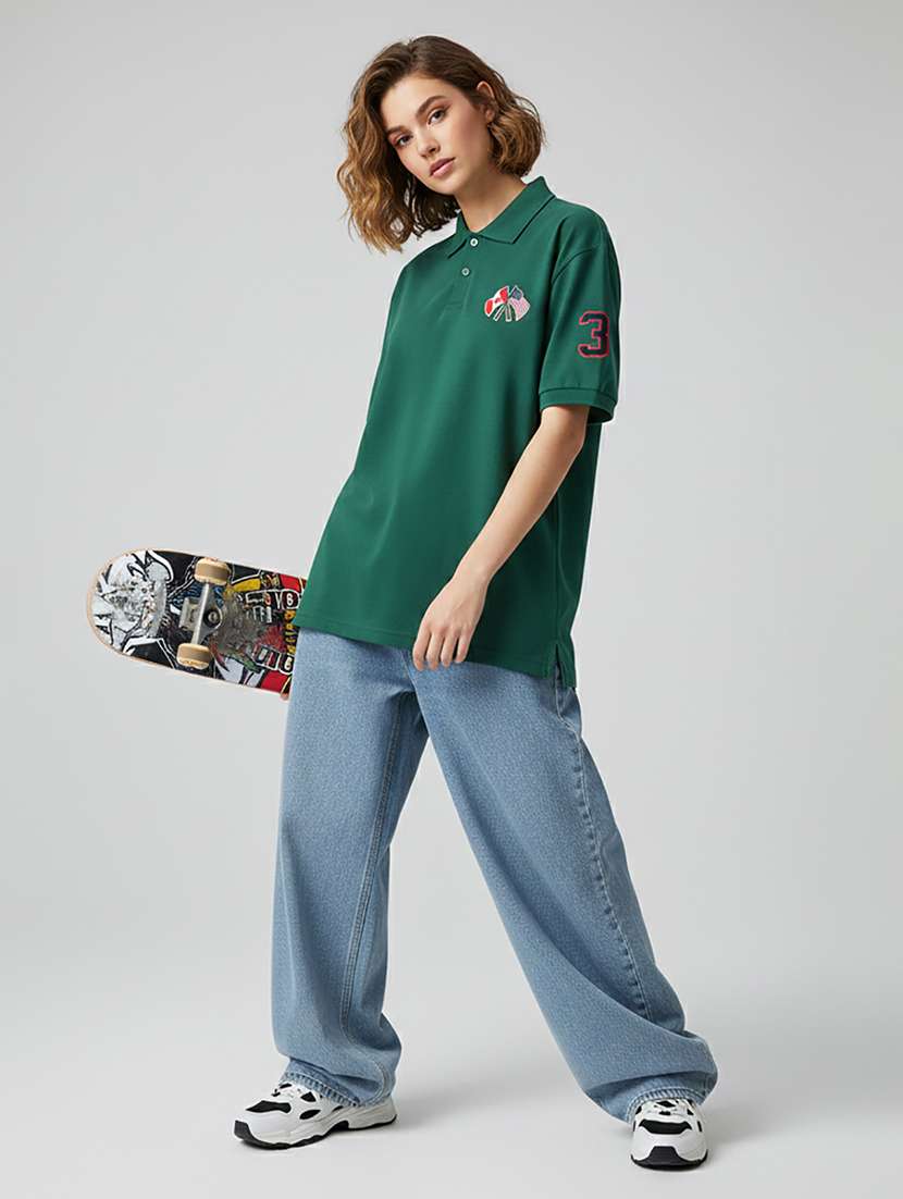 women short sleeve oversized polo t-shirt - 22264821 -  Standard Image - 3