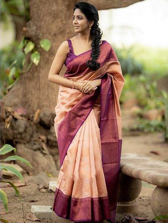 women self design kanjivaram saree with blouse
