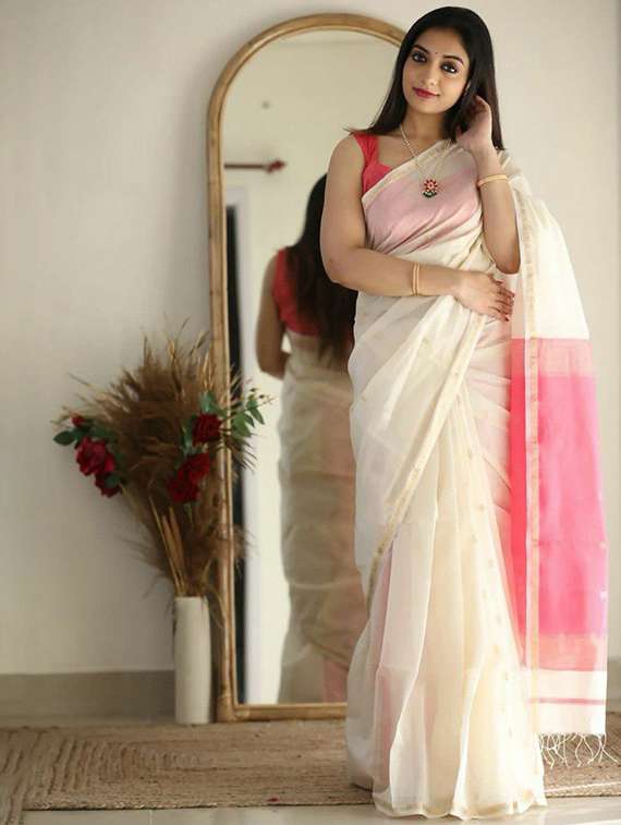 women self design southern silk saree with blouse