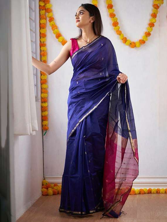 women self design southern silk saree with blouse
