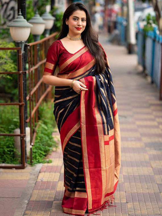 women self design southern silk saree with blouse