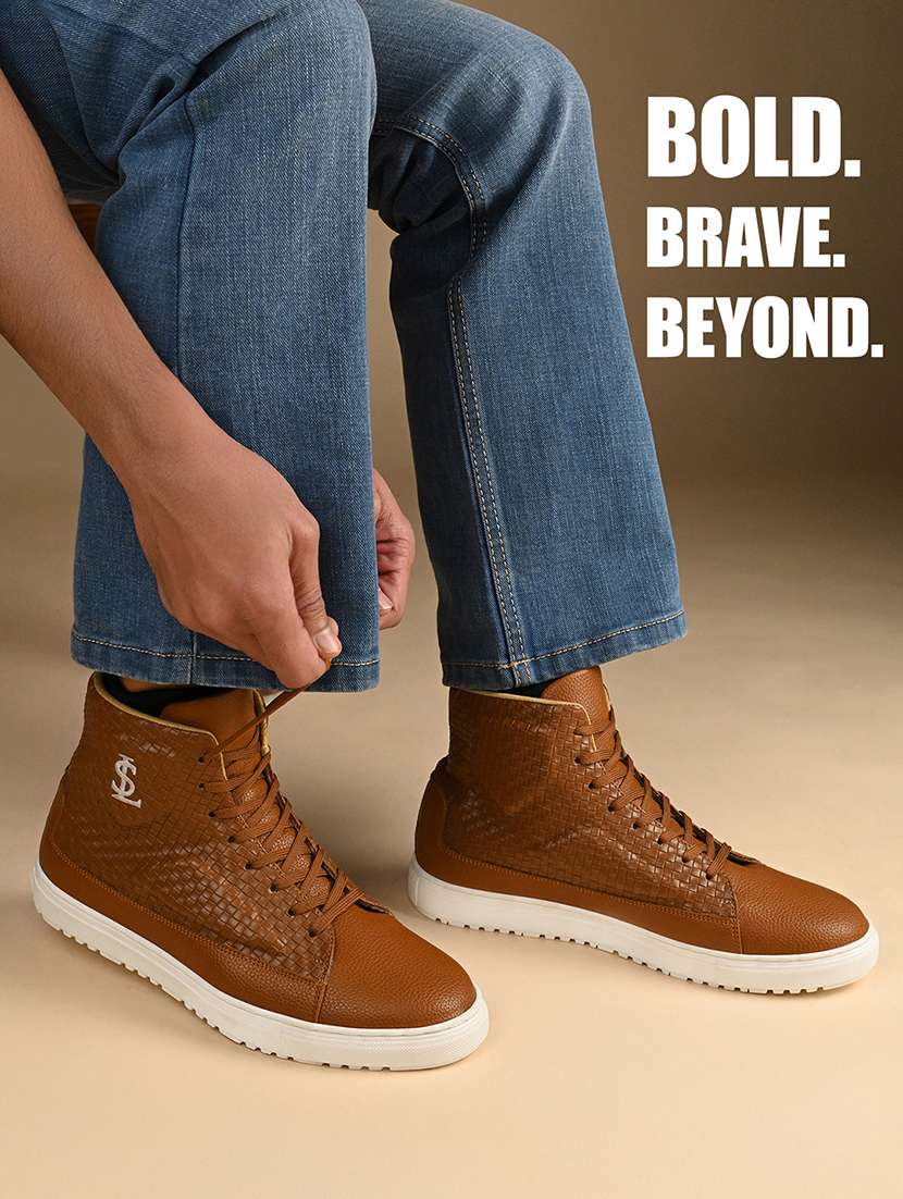 men tan lace up ankle length sneaker - 22264974 -  Standard Image - 3