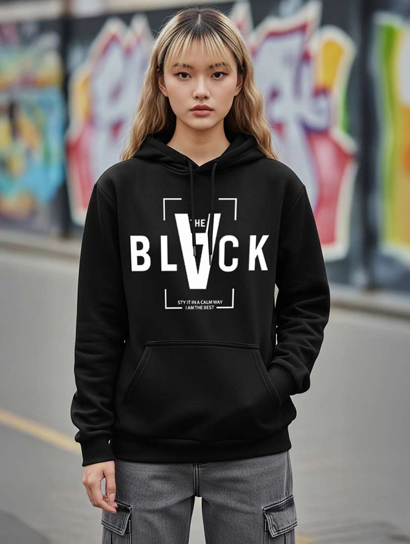 women printed long sleeve hooded sweatshirt