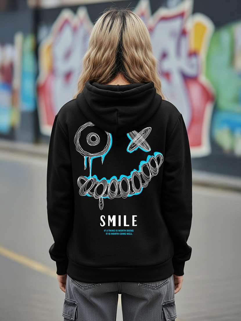women printed long sleeve hooded sweatshirt