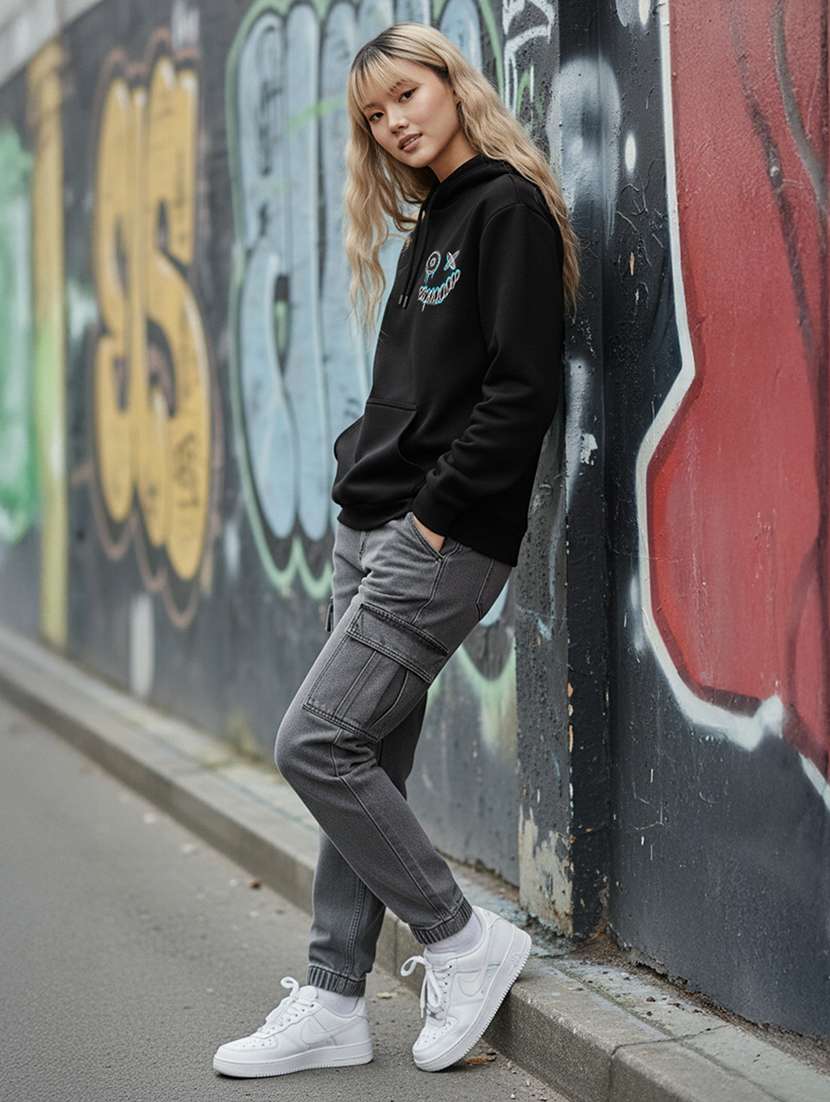 women printed long sleeve hooded sweatshirt - 22264981 -  Standard Image - 5