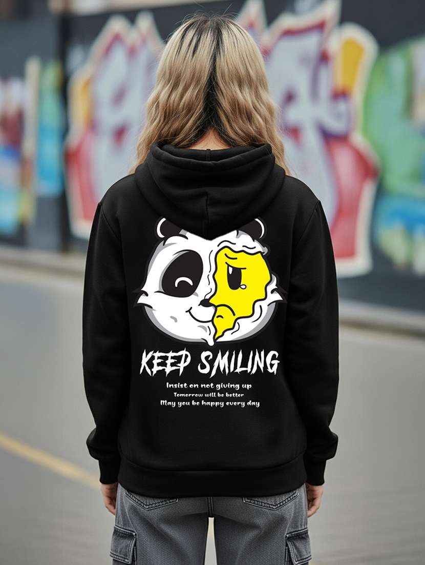 women printed long sleeve hooded sweatshirt
