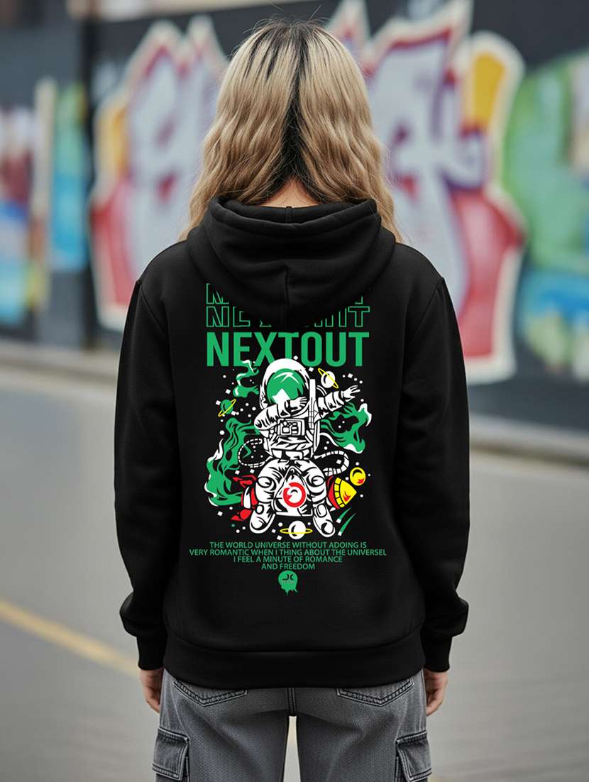 women printed long sleeve hooded sweatshirt