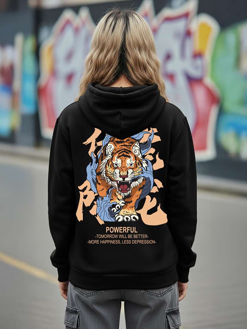 women printed long sleeve hooded sweatshirt