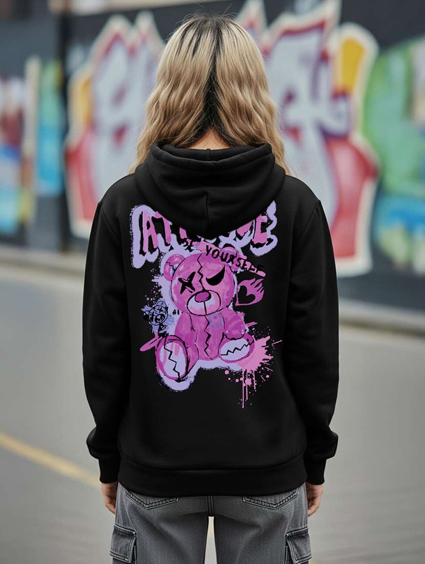 women printed long sleeve hooded sweatshirt