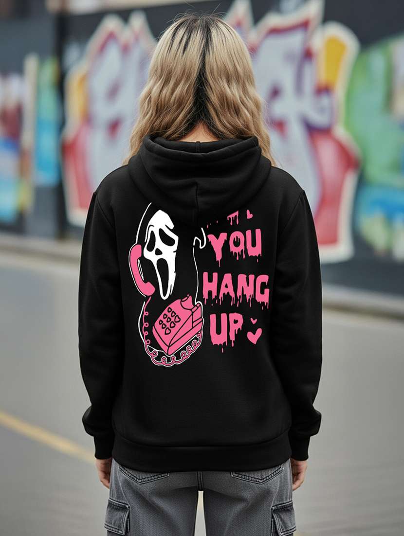 women printed long sleeve hooded sweatshirt