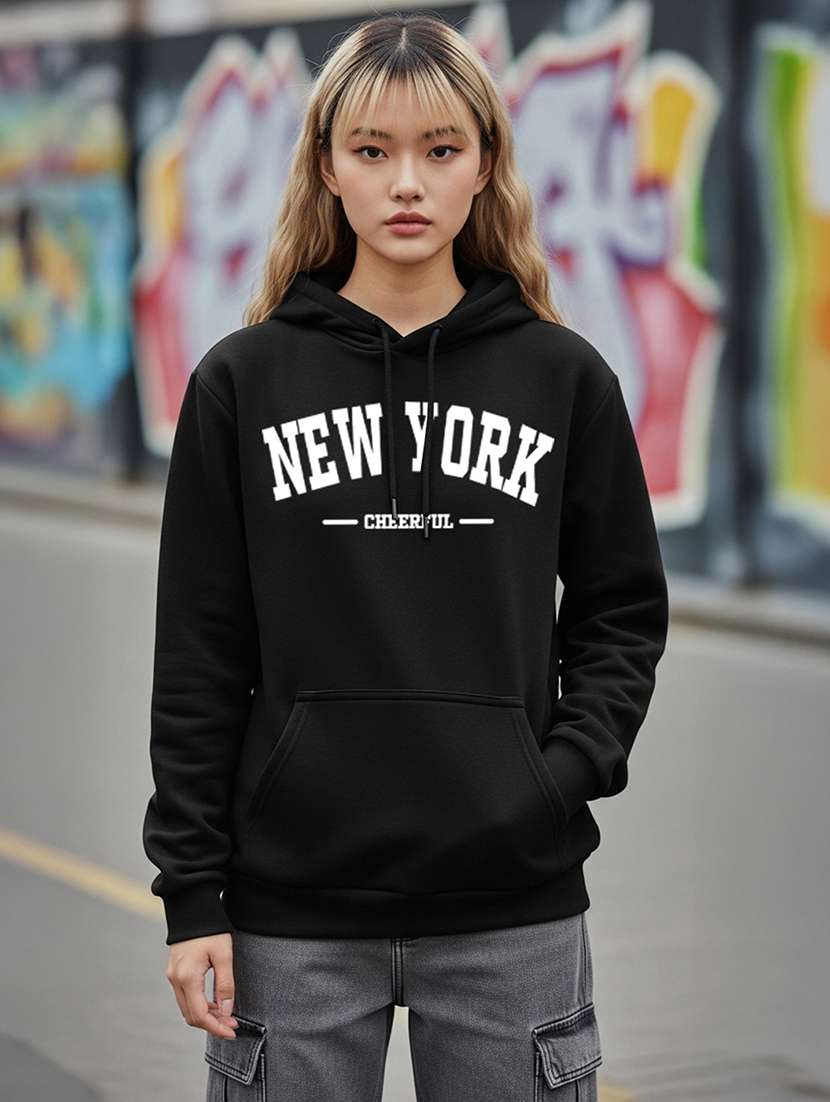 women printed long sleeve hooded sweatshirt