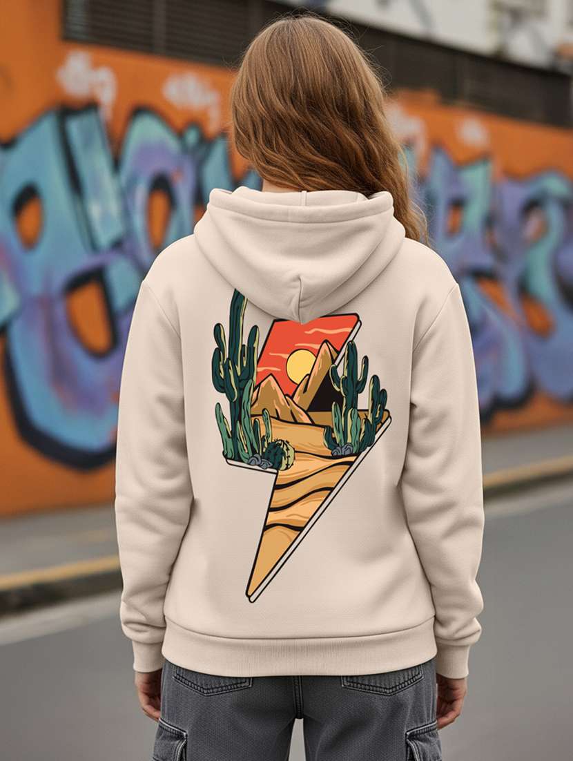 women printed long sleeve hooded sweatshirt