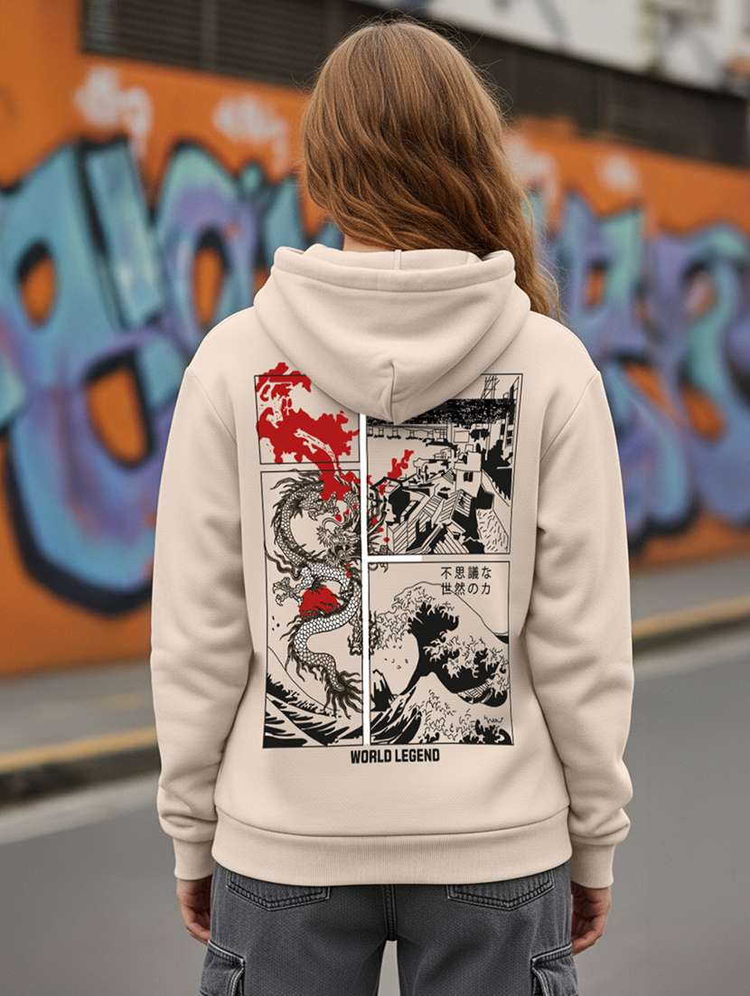 women printed long sleeve hooded sweatshirt