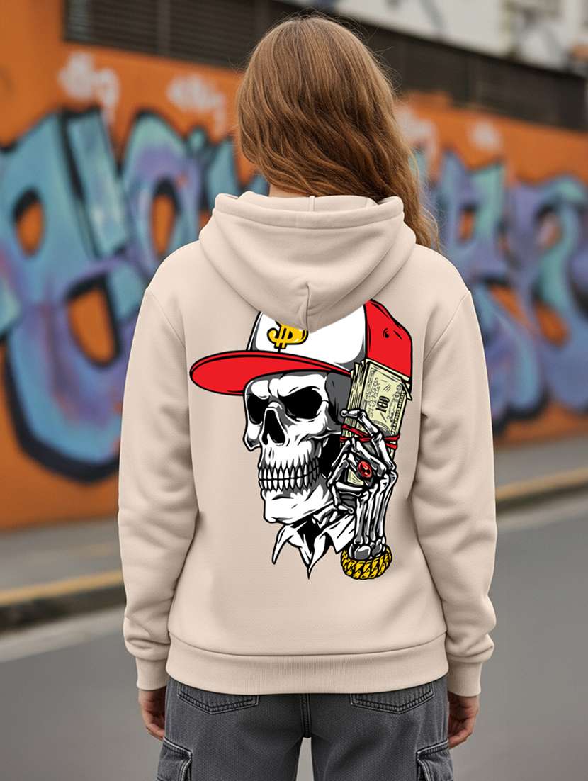 women printed long sleeve hooded sweatshirt