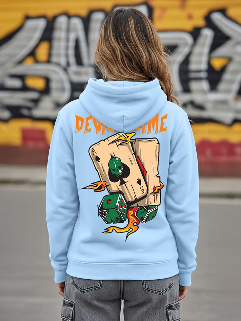 women printed long sleeve hooded sweatshirt