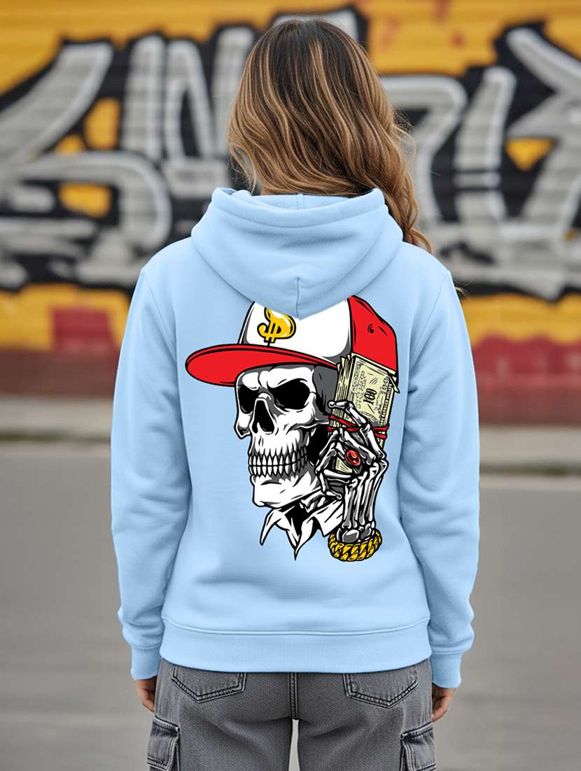 women printed long sleeve hooded sweatshirt