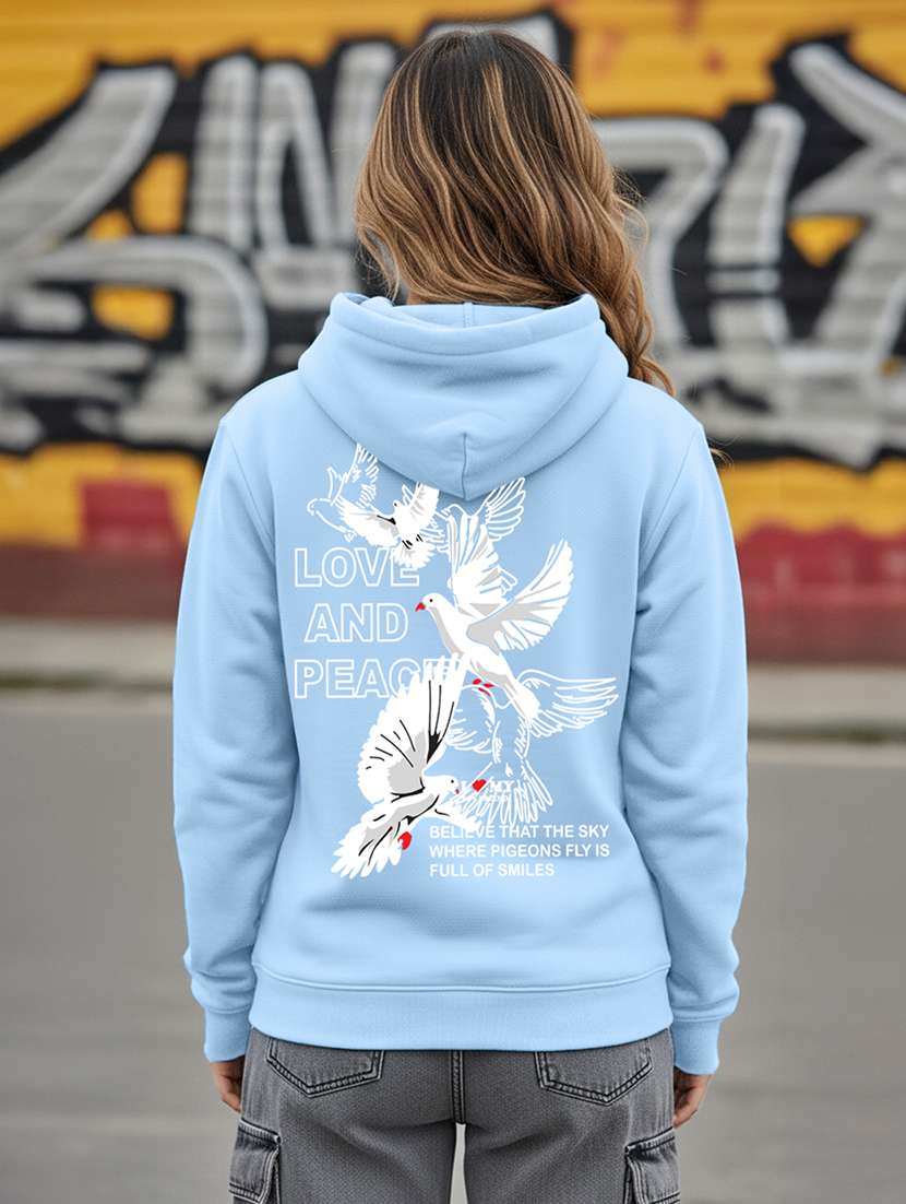 women printed long sleeve hooded sweatshirt