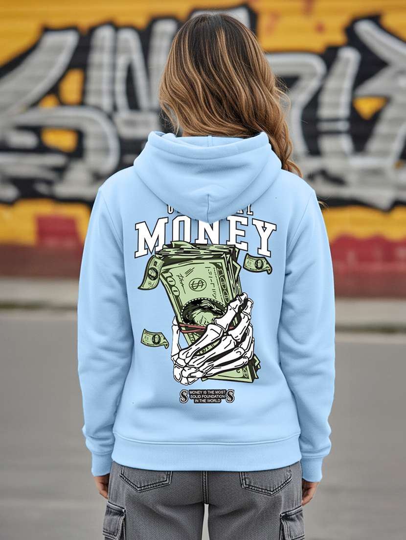 women printed long sleeve hooded sweatshirt