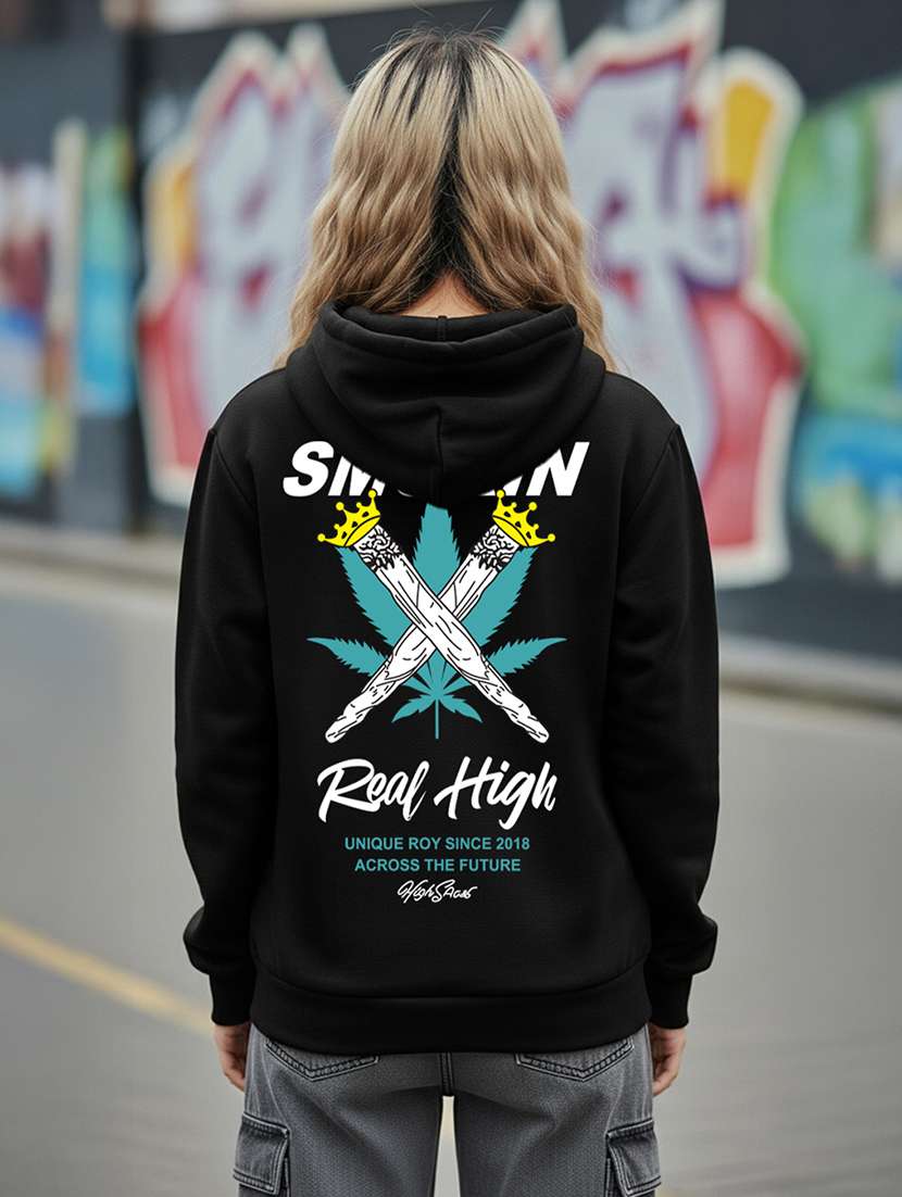 women printed long sleeve hooded sweatshirt