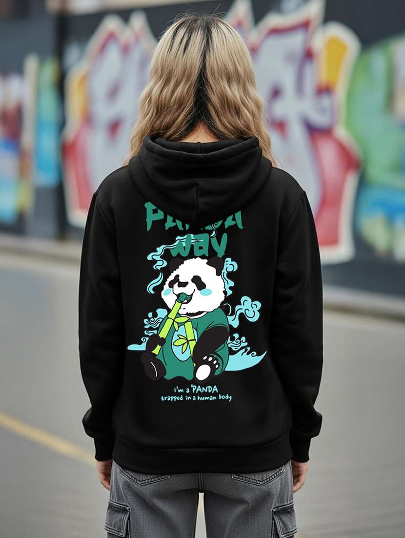 women printed long sleeve hooded sweatshirt