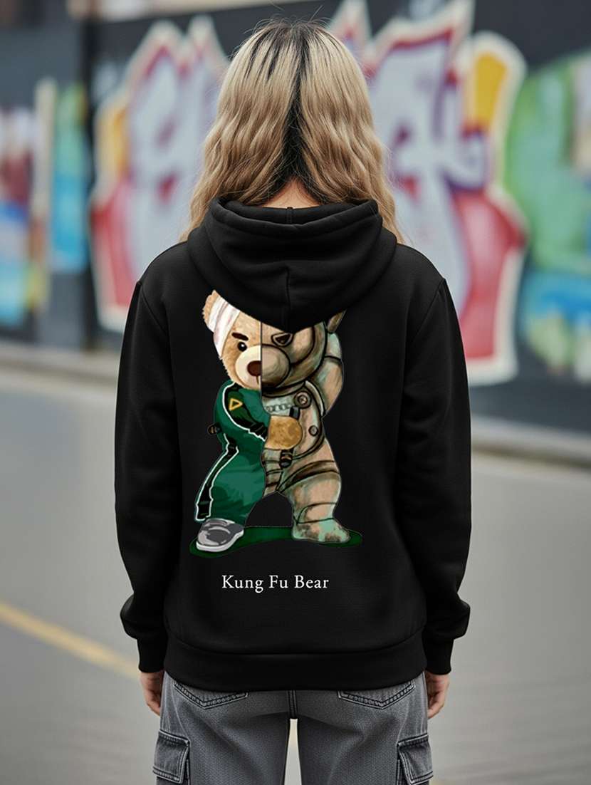 women printed long sleeve hooded sweatshirt