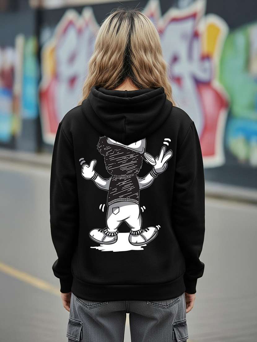women printed long sleeve hooded sweatshirt