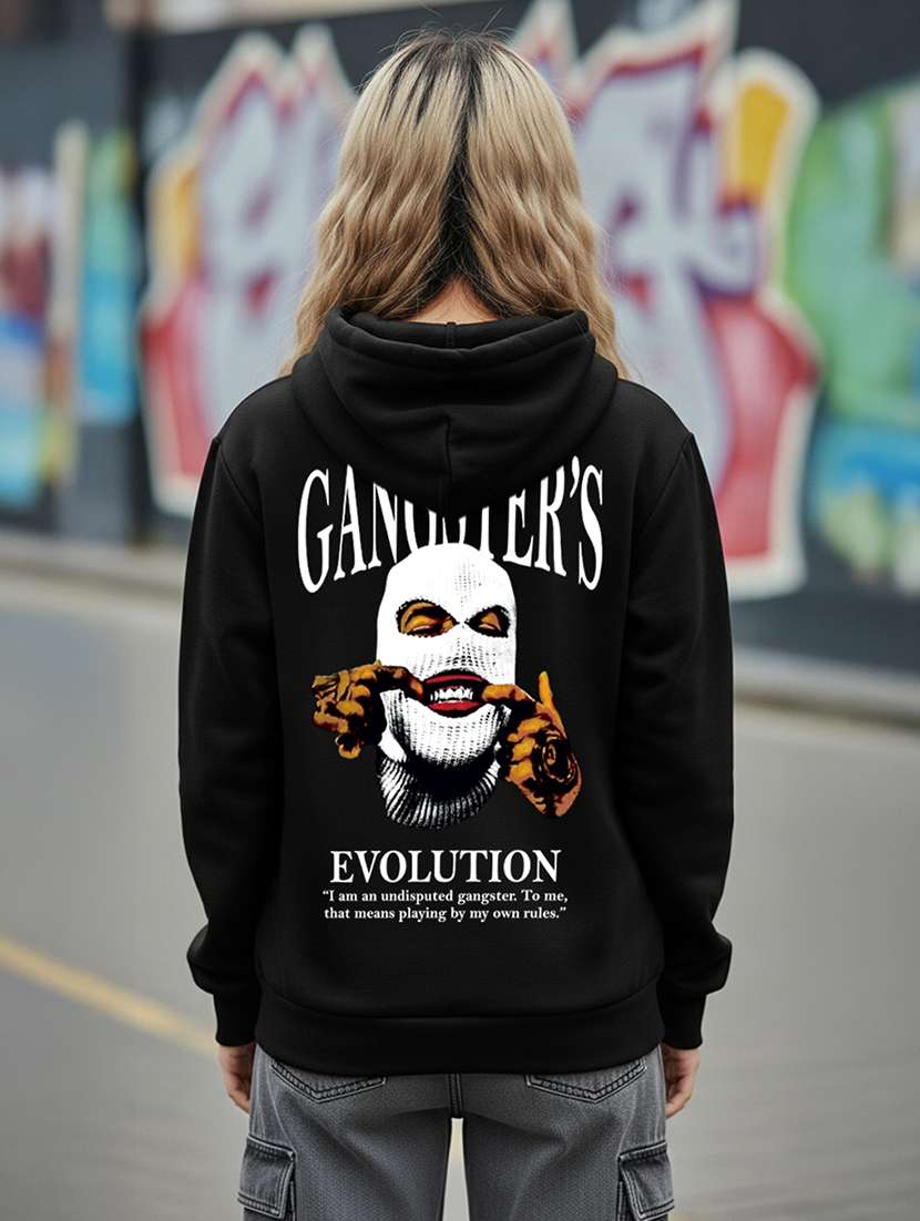 women printed long sleeve hooded sweatshirt