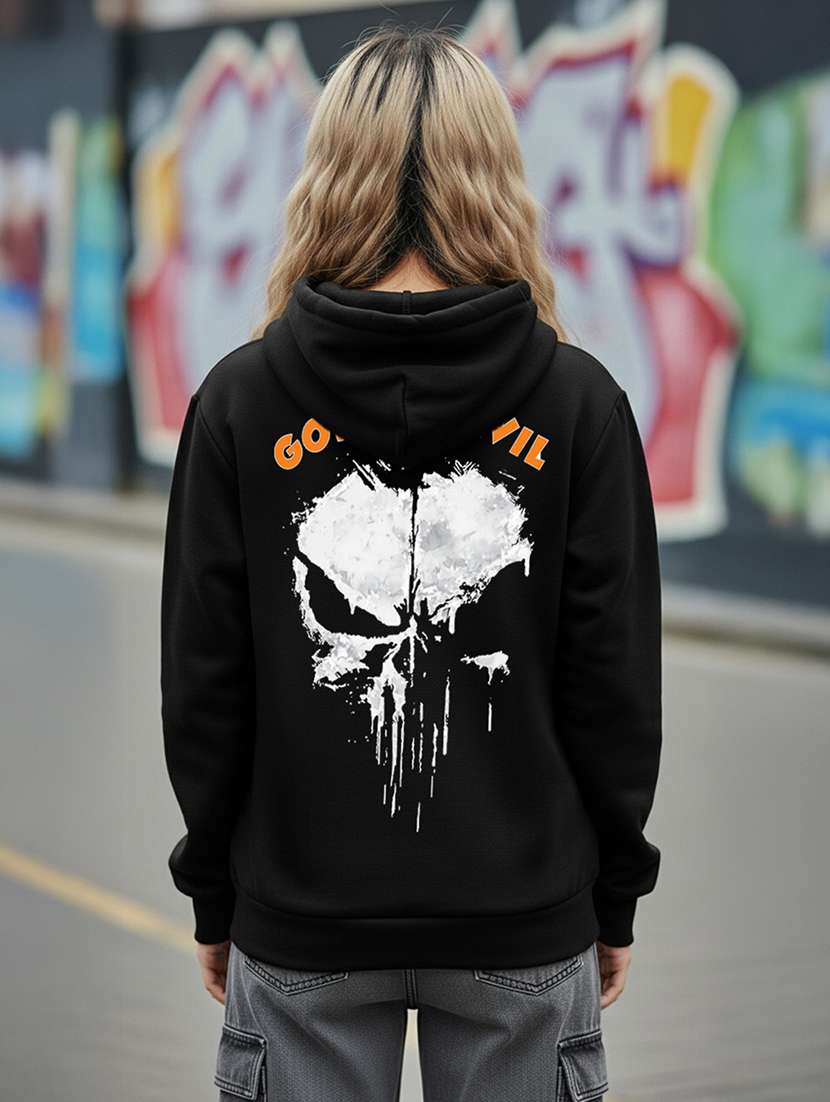 women printed long sleeve hooded sweatshirt