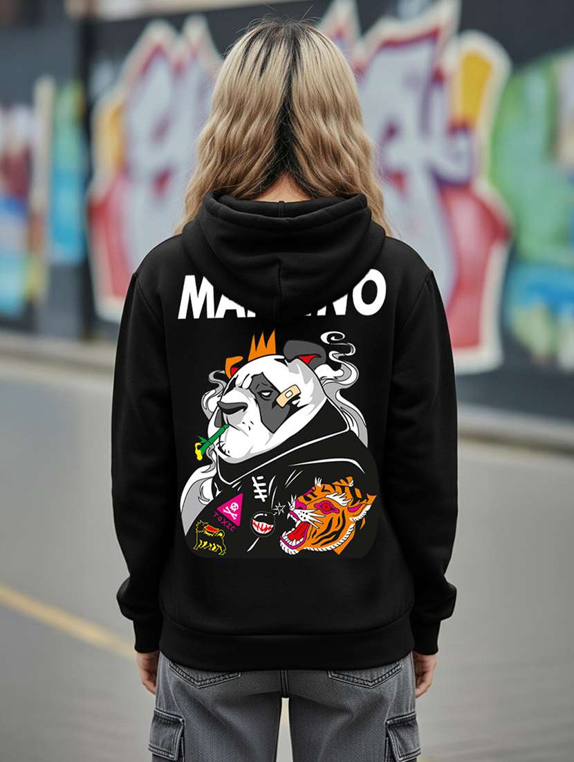 women printed long sleeve hooded sweatshirt