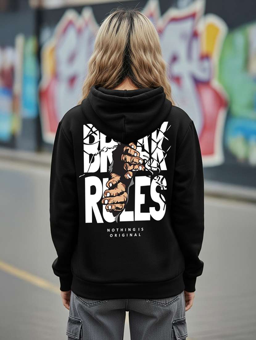 women printed long sleeve hooded sweatshirt