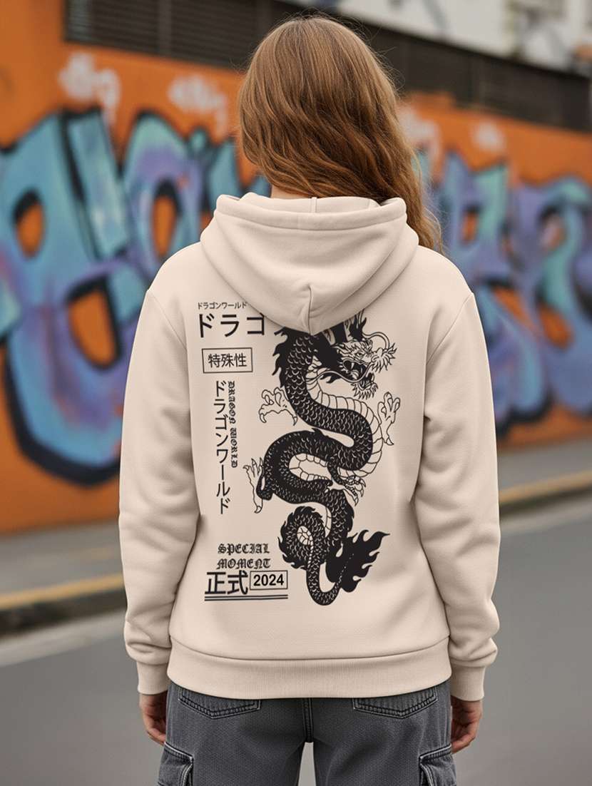 women printed long sleeve hooded sweatshirt
