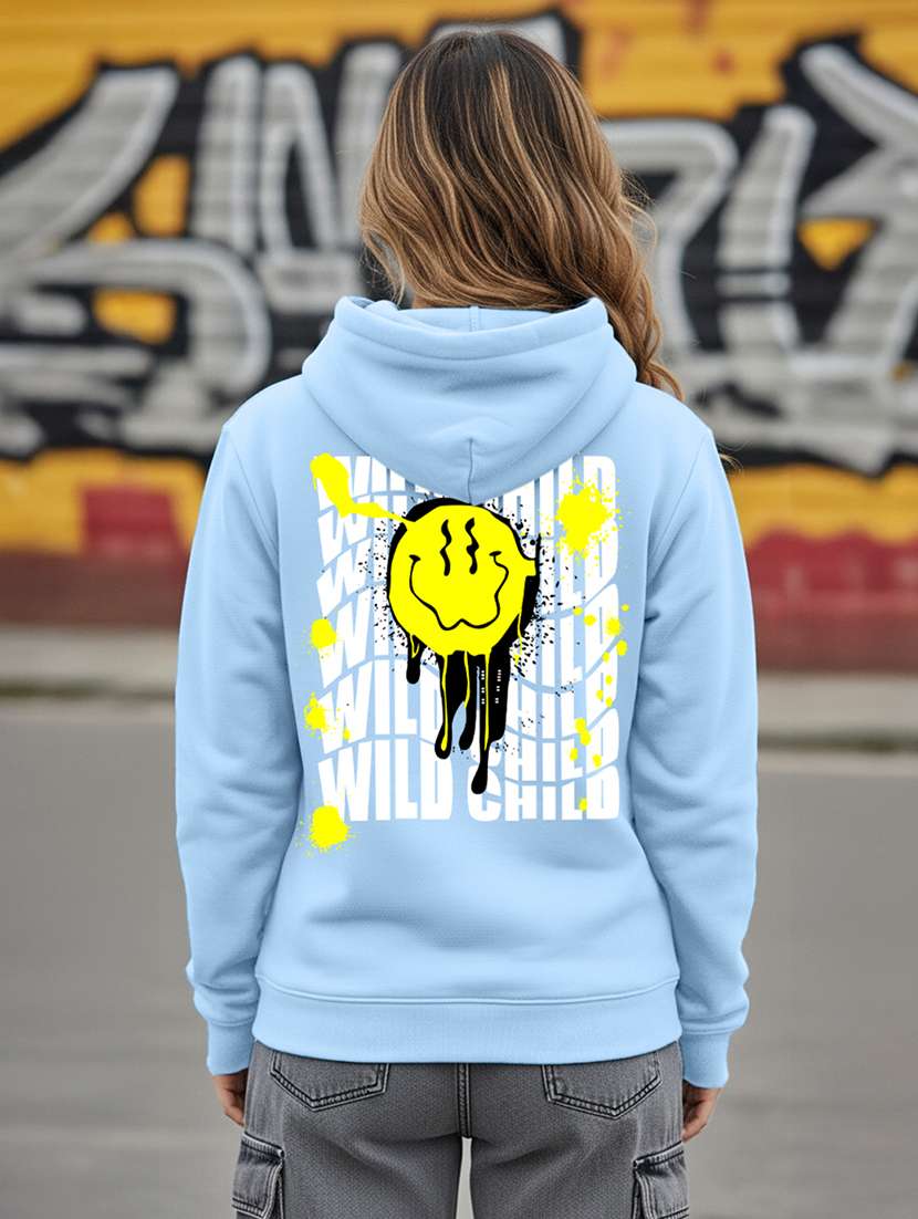 women printed long sleeve hooded sweatshirt