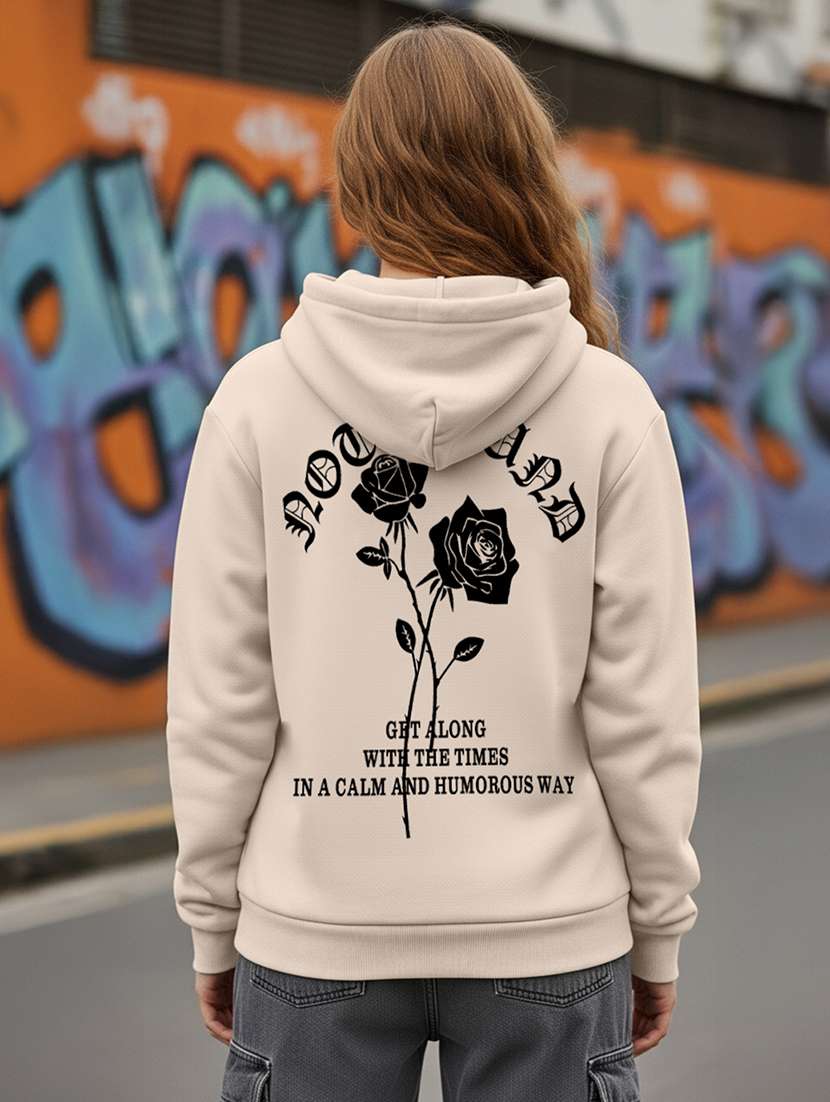 women printed long sleeve hooded sweatshirt